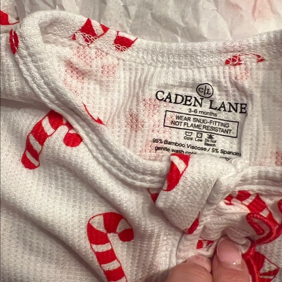 Caden Lane Candy Cane Ruffle Footie Pajamas - Picture 5 of 5
